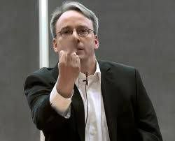 Linus Torvald giving nvidia the bird.