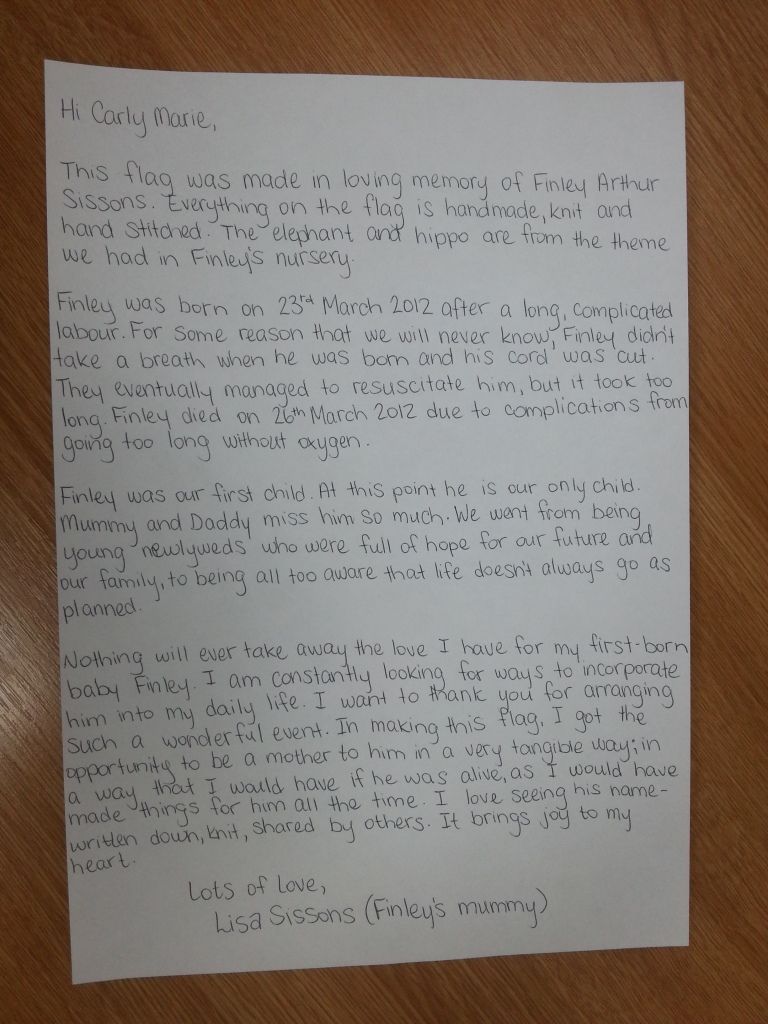 my letter that accompanied Finley's prayer flag my letter that accompanied Finley's prayer flag