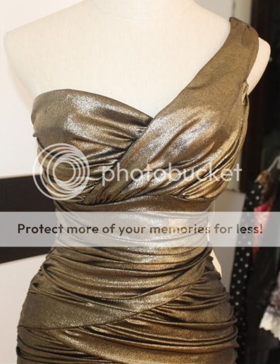 Ladies Sexy Metallics Golden One Shoulder Ruffle Party Cocktail Mini 