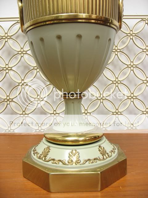 Vintage Hollywood Regency Stiffel Celadon Urn Table Lamp Mid Century 