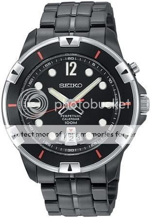 Seiko SNQ095 Perpetual Calendar Black 100M Mens Watch  