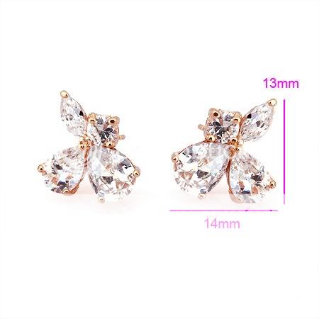 6MM Dazzing CZ 9K Rose Gold Filled Earrings E121  