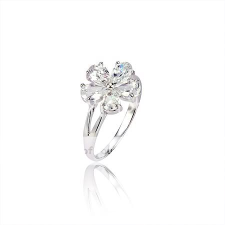   Flower Wedding Engagement 9K White Gold Filled Ring R184  